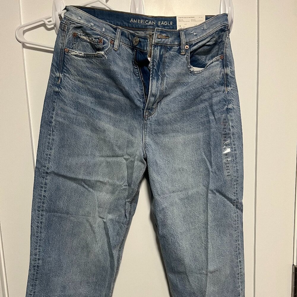 American Eagle Highest Waist Baggy Straight Jean (14 Short)